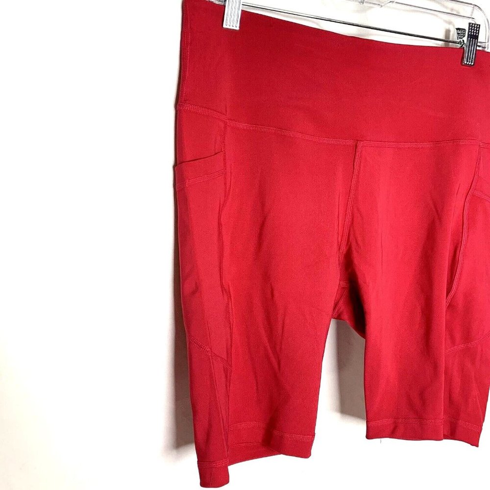 Velocity Womens Plus Size Biker Shorts Size 1X Hot Pink High Waist Pockets - Picture 2 of 8